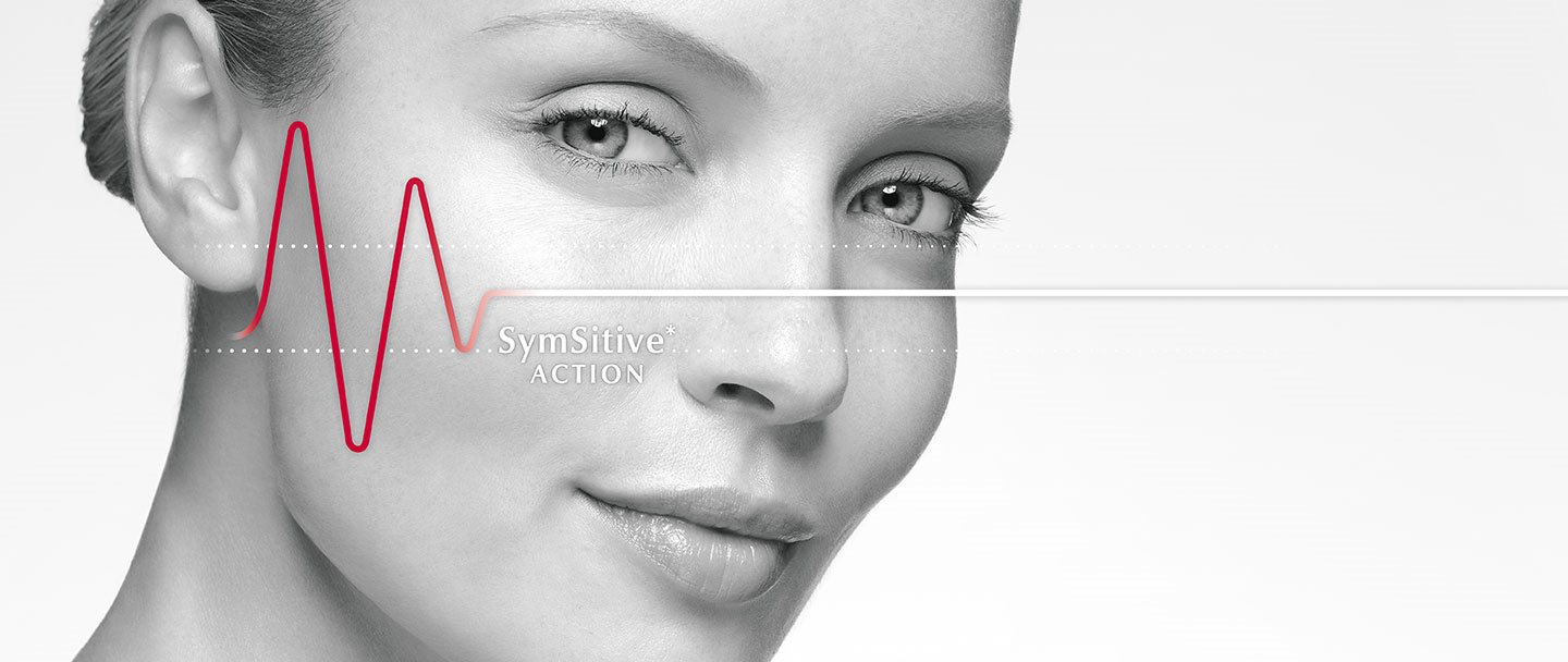 Woman’s face and packhot of Eucerin UltraSensitive Soothing Care